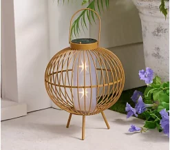 Lightscapes Outdoor Safe Solar Metal Lantern with Light Show