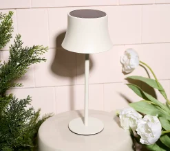 SecureBrite 13" Solar Indoor/Outdoor Lamp with Metal Shade - White