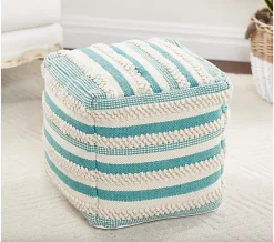 Alternative view of Barbara King Indoor/Outdoor Textured Striped Pouf Ottoman
