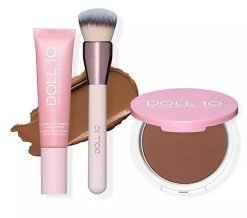 Doll 10 TCE Liquid Filter Foundation with Powder & Brush - Deep