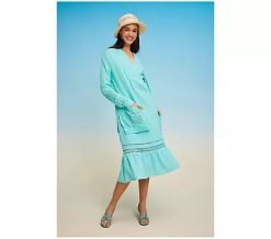 Isaac Mizrahi Live! Regular Bridgehampton Gauze Sleevless Dress - Island Breeze, L