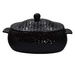 Temp-tations Carved Willow 3-qt Covered Casserole - Black