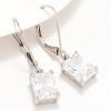 Diamonique Classics Leverback Earrings, Sterling Silver