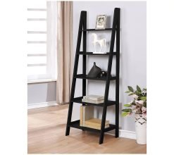 Linon Home Mircea 5-Shelf Ladder Bookshelf - Black