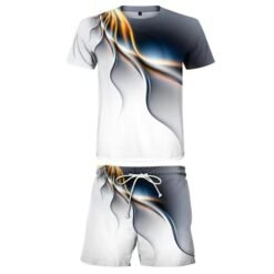 Men's Casual T-shirt Shorts Two-piece Printed Sportswear - TZ0124385, 4XL
