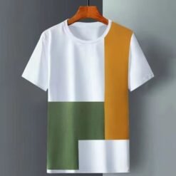 Summer Ice Silk Short Sleeve T-shirt Men - White, XXL