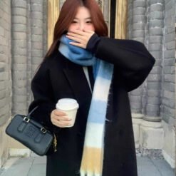 Womens Stylish Mid-length Slimming Wool Coat - Black, 2XL