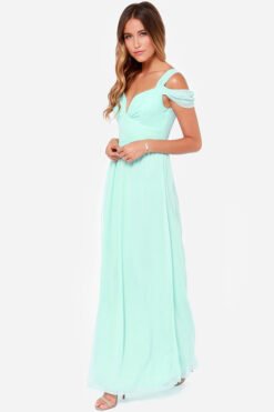 Long Floor Length Elegant Greek Style Pleated Dress - Light Green, L