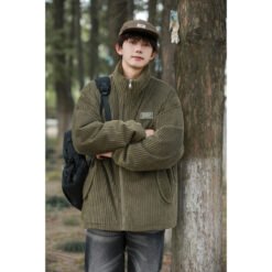 New Winter American-style Corduroy Cotton Coat With A Premium High-end Feel - Army Green, XL
