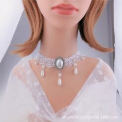 Alternative view of Personalized Multi-layer Crystal Lace Necklace Bone Chain