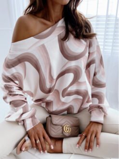 FallWinter Long-sleeve Relaxed-fit Drop-shoulder Top With A Leopard Print - White Curve, XXL