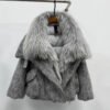 Womens Down Jacket With A Luxurious Cashmere Fur And Raccoon-Fur Collar