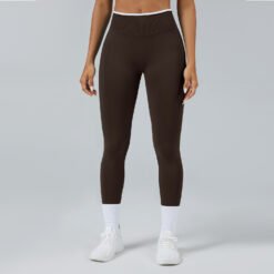 Seamless Knitted Tight High Waist Quick-drying Sports Yoga Pants - Brown, XS