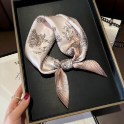 Beige Silk Square Scarf For Womenversatile And Easy To Style