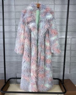 Womens Elongated Wool Coat With A Tailored Lapel - Blue And Purple, L