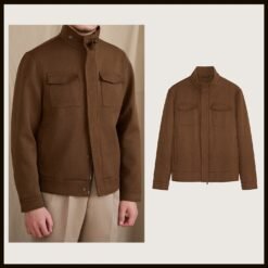 Short, Casual Wool-blend Coat With A Stand-up Collar - Brown, M