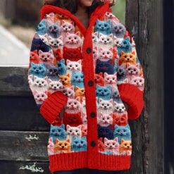 Womens Casual Cape Jacket With Abstract 3D Christmas Print