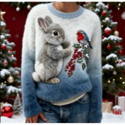 Flannel Top For Christmas Sweet Crew-Neck Sweater With Snowman Design POD - Style3, L