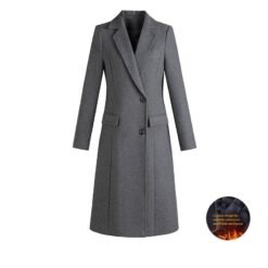 Woolen Coat For Formal Work Attire At Banks Jewelry Stores And Hotel Front Desks - Gray, 3XL