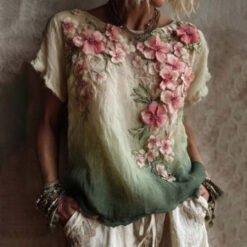 Elegant 3D-printed Long-sleeve Top For Women - SJWJLNDX0108098, S