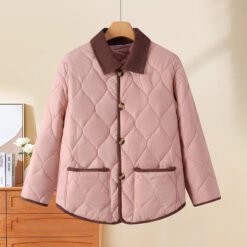Womens Mid Length Cotton Coat With A Fur Collar