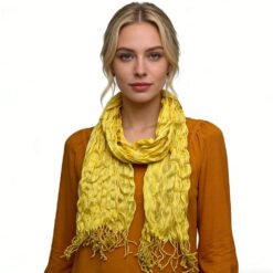Yellow Dyed Crinkle Scarf - Textured Summer Scarf 67inchx24inch