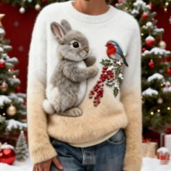 Flannel Top For Christmas Sweet Crew-Neck Sweater With Snowman Design POD - Style4, L