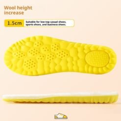 Cloud Winter Warm Height Increasing Insole Wool Fleece Lined - 1.5cm, 45to46