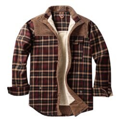 European-size Plaid Shirt Mens Outerwear - Coffee, 4XL