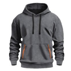 New Fallwinter Mens Fleece-lined Hoodie - Dark Gray, XXL
