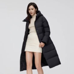 Fashionable Off-season Duck Down Puffer Coat That Flatters Your Figure And Falls Below The Knee - Black, S