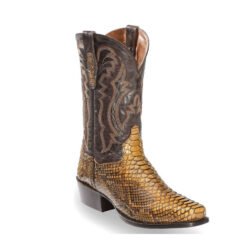 Mens Embroidered Pointed-Toe Patchwork Quilted Boots - Yellow, 45