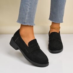 British-style Low-top Vintage Suede Shoes - Black, 38