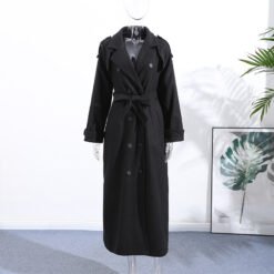 Elegant Wool Long Coat New Casual-style Outerwear - Black, L
