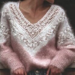 Womens Digitalprint Vneck Loose Sweater With A SoftCozy Feelperfect For Casual Wear