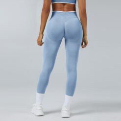 Seamless Knitted Tight High Waist Quick-drying Sports Yoga Pants - BABY Blue, S