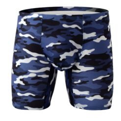 Men's Camouflage Loose U Convex Casual Sports Boxers - Deep Blue Camouflage, M