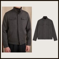 Short, Casual Wool-blend Coat With A Stand-up Collar - Dark Gray, XL