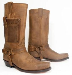 Embroidered Knight High-Heel Leather Mens Boots - Brown, 48