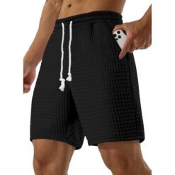 Mens Loose-fit Small-check Sports And Casual Shorts - Black, XL