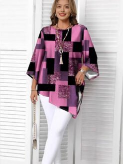 Relaxed, Casual Top With An Asymmetrical Hem - Red, 3XL