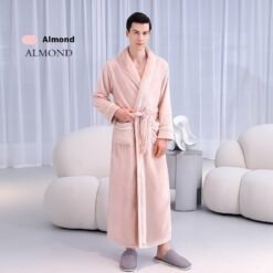 Extended Autumn And Winter Coral Fleece Bathrobe - Almond Color, M