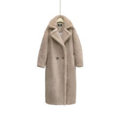 Womens Long Cashmere-Like Coat - Light Brown, XS
