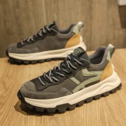 Versatile Casual Dad ShoesConverse-style Sneakers For Teenage Boys - Black And Green, 39