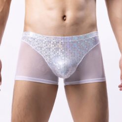 Men's Sexy Boxer Shorts - White, L
