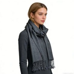 2pcs Grey Textured Minimalist Tone-on-tone Jacquard Scarf ,Luxe Look For Evening Wear,Scarf,vacation,daily Life,evening Party,Office Appropriate Subtlety For Women Men