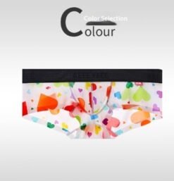 Men's Non-low-rise Ultra-thin Leopard Print Boxer Briefs - Heart, 2XL