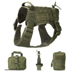 Outdoor Training Tactical Dog Vest Rope Rescue Accessory Kit - Army Green, M