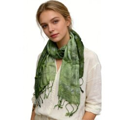 Women's Ombre Viscose Scarf With Metallic Shimmer - Multicolor