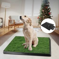 1Pc Dog Potty Training Artificial Grass Pad Pet Cat Toilet Trainer Mat Puppy Loo Tray Turf For Small Medium Dogs Indoor Outdoor Use - Black